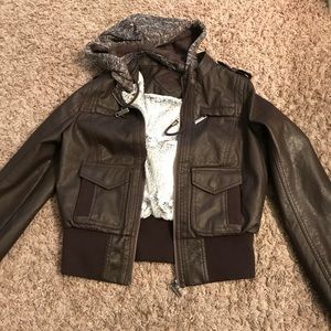 NWOT faux leather jacket w/ fur lining